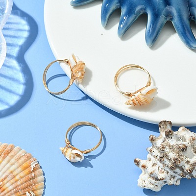 Natural Spiral Shell Finger Rings RJEW-TA00169-1