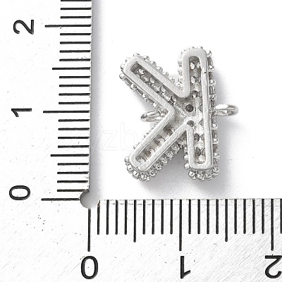 Brass Micro Pave Cubic Zirconia Letter Links KK-I717-04K-P-1