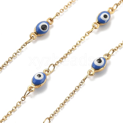 Enamel & 304 Stainless Steel Link Chains CHS-K021-10G-03-1