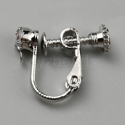 Brass Micro Pave Cubic Zirconia Screw Clip-on Earring Findings FIND-WH0110-747P-1