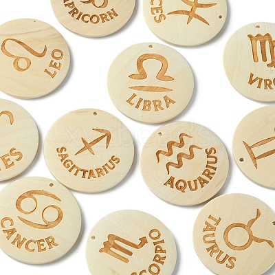 12Pcs 12 Styles Wood Pendants WOOD-FS0001-25-1