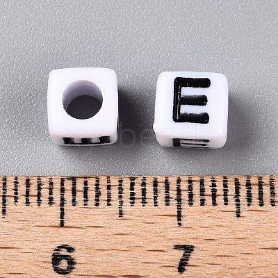 Large Hole Acrylic Letter European Beads SACR-Q103-6mm-01E-1