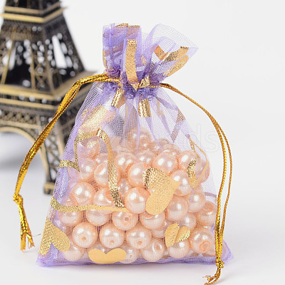 Heart Printed Organza Bags OP-R022-7x9-05-1