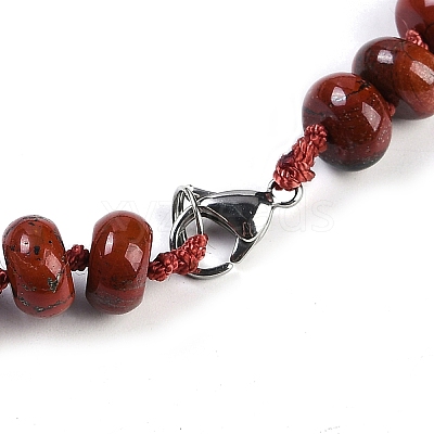 Natural Red Rainbow Jasper Rondelle Graduated Beaded Necklaces for Women Men NJEW-K388-02T-1