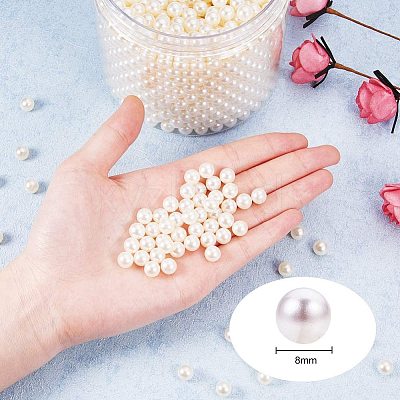 ABS Plastic Imitation Pearl Round Beads PH-MACR-F033-8mm-24-1