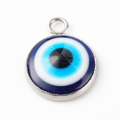 Resin Evil Eye Pendants PALLOY-JF00774-02-1