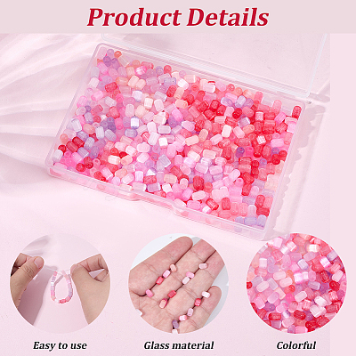 96G 8 Colors Imitation Cat Eye Glass Cylinder Seed Beads GLAA-SC0003-20B-1