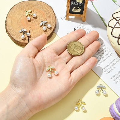 6Pcs 2 Colors Brass Micro Pave Clear Cubic Zirconia Pendants KK-CJ0003-19-1