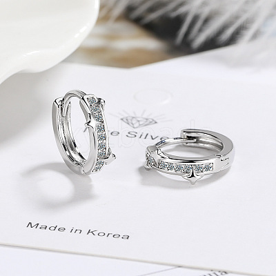 Brass Micro Pave Clear Cubic Zirconia Hoop Earrings FS-WG5E6AE-01-1
