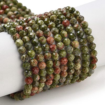 Natural Unakite Beads Strands G-B088-C15-03-1