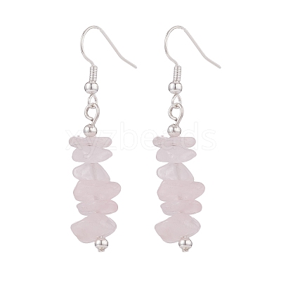 Natural Rose Quartz Chips Beaded Jewelry Set SJEW-JS01232-06-1