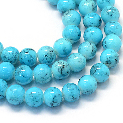 Baking Paint Glass Round Bead Strands DGLA-Q019-8mm-76-1