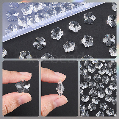 80Pcs Transparent Faceted Glass Connector Charms GLAA-SP0001-88B-01-1