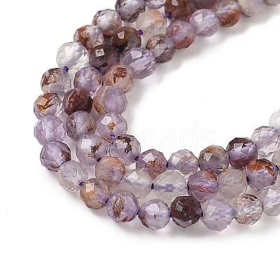 Natural Purple Phantom Quartz Purple Lodolite Quartz Beads Strands G-S385-01-1