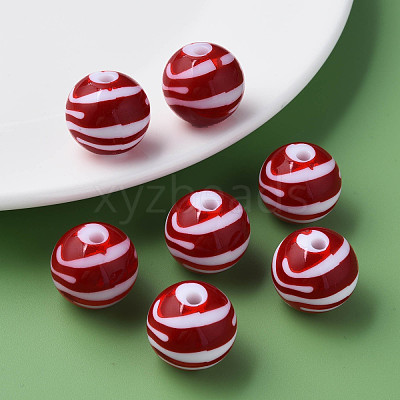 Opaque Striped Acrylic Beads MACR-S373-27B-01-1