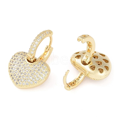 Brass Micro Pave Clear Cubic Zirconia Hoop Earrings for Women EJEW-S225-01G-1