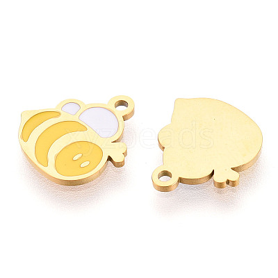 304 Stainless Steel Enamel Charms STAS-T065-44G-1