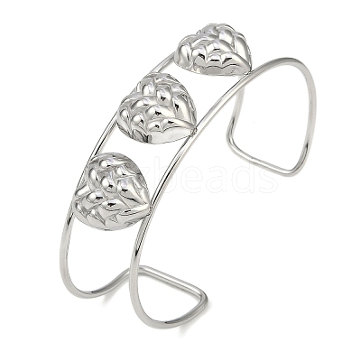 Non-Tarnish 304 Stainless Steel Wide Textured Open Cuff Bangles BJEW-Q348-05P-06-1