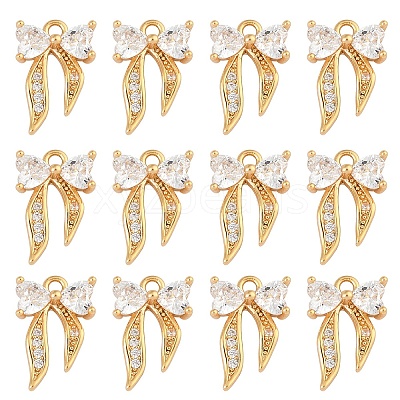 10Pcs Brass Cubic Zirconia Charms KK-YW0003-17-1