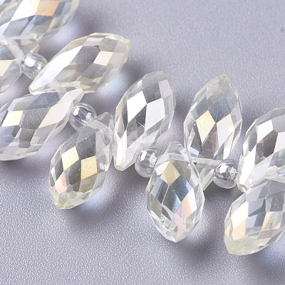 Electroplate Glass Faceted Teardrop Beads Strands EGLA-D014-37-1