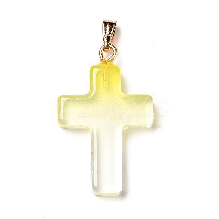 Two Tone Transparent Glass Pendants GLAA-A004-02G-1