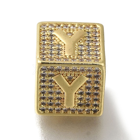 Brass Cubic Zirconia Beads KK-Q818-01Y-G-1