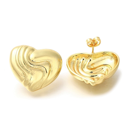 Rack Plating Heart Brass Stud Earrrings EJEW-L097-14G-1