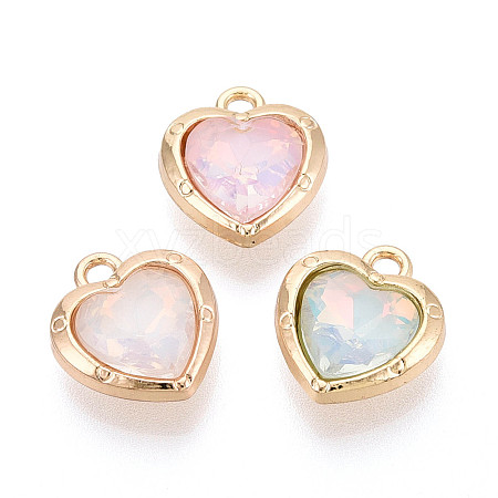 Rack Plating Alloy & Glass Pendants PALLOY-T024-05M-G-1