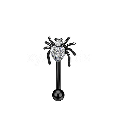 Halloween 304 Stainless Steel Cubic Zirconia Eyebrow Straight Barbell Rings WGE763A-04-1