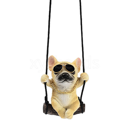 Cute Resin Swinging Bulldog Pendant Decorations HJEW-A010-01A-1