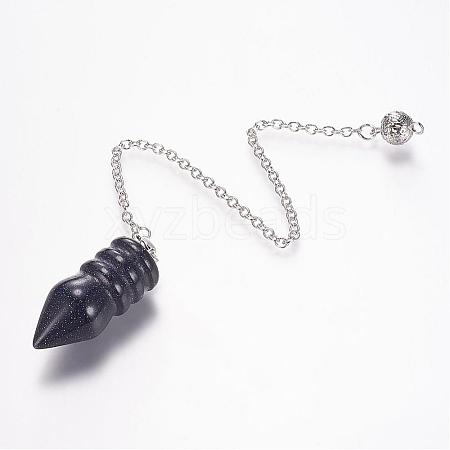 Synthetic Blue Goldstone Pointed Dowsing Pendulums G-E338-07A-1