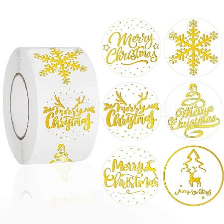 Christmas Theme Adhesive Roll Sticker Labels DIY-S001-07C-1