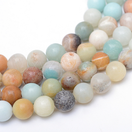 Round Natural Flower Amazonite Bead Strands X-G-R345-8mm-17-1