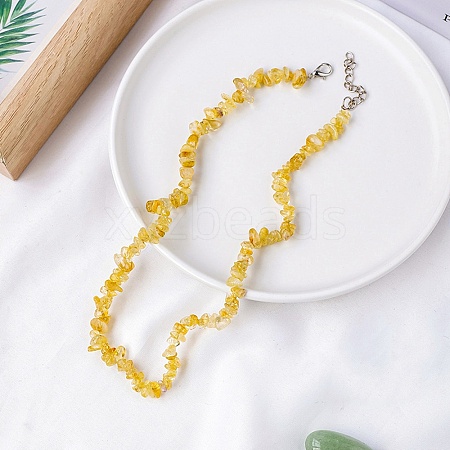 Natural Citrine Chips Bead Necklace PW-WG87743-03-1