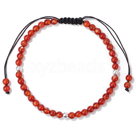 Natural Carnelian Braided Bead Bracelets PW-WG2B05A-01-1