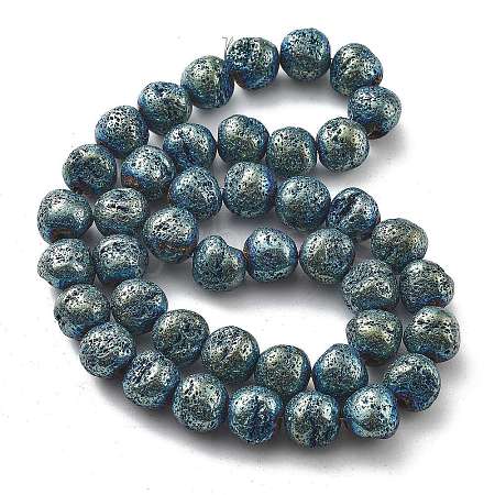 Electroplated Natural Lava Rock Beads Strands G-A251-D01-01A-1