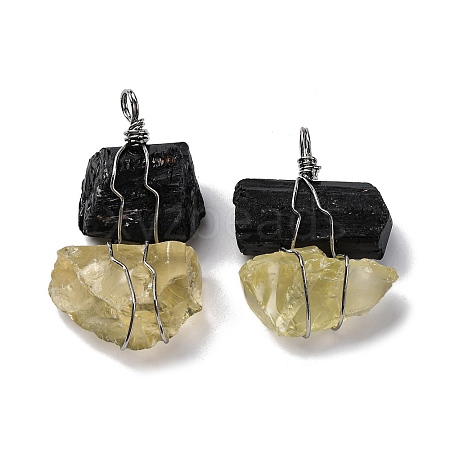 Natural Tourmaline & Lemon Quartz Nuggets Big Pendants G-K338-43P-08-1