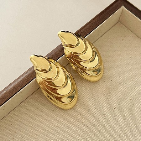 Retro Grooved Brass Stud Earrings for Women TC8176-3-1