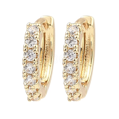 Brass with Cubic Zirconia Hoop Earrings EJEW-D078-32KCG-1