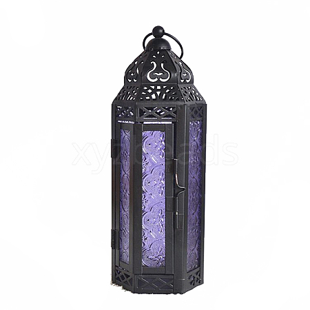 Retro Electrophoresis Black Plated Iron Ramadan Candle Lantern RAMA-PW0001-24A-1