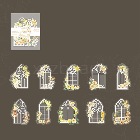 Window & Flower Paper Stickers Set DIY-G120-02E-1