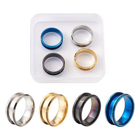 316L Stainless Steel Grooved Finger Ring Settings FIND-TA0001-13-1