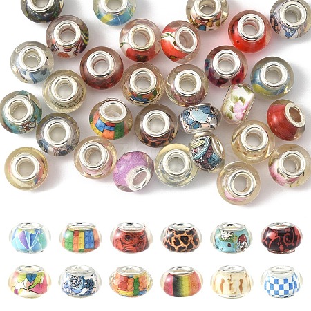30Pcs Large Hole Resin European Beads OPDL-YW0001-07-1