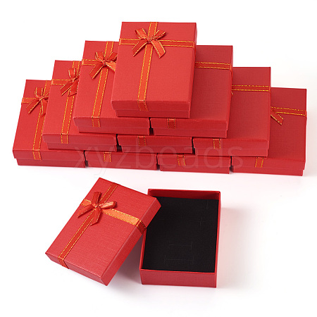 Rectangle Paper Jewelry Set Storage Boxes with Bowknot CON-TAC0014-04D-1