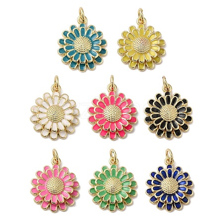 Rack Plating Brass Enamel Pendants KK-B092-28G-1