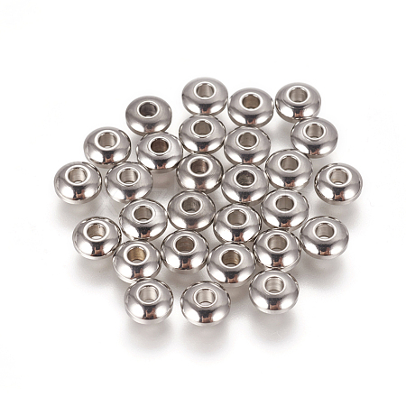 Tarnish Resistant 304 Stainless Steel Smooth Rondelle Beads X-STAS-M006-03-1