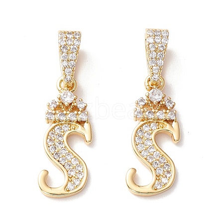 Eco-Friendly Brass Micro Pave Cubic Zirconia Pendants KK-K265-01G-S-1