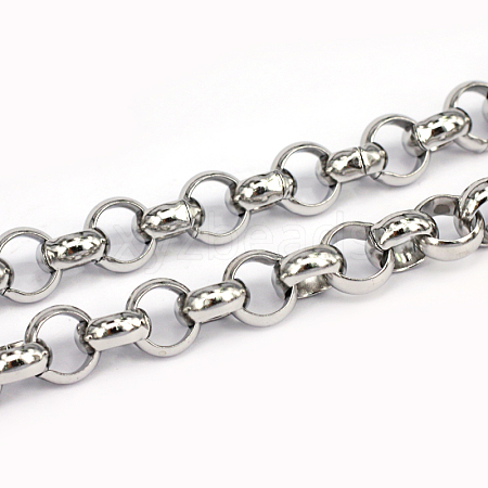 Tarnish Resistant 3.28 Feet 304 Stainless Steel Rolo Chains X-CHS-L001-28-10mm-1