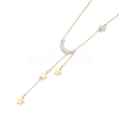 Ion Plating(IP) 304 Stainless Steel with Polymer Clay Rhinestone Necklaces NJEW-G081-09G-1