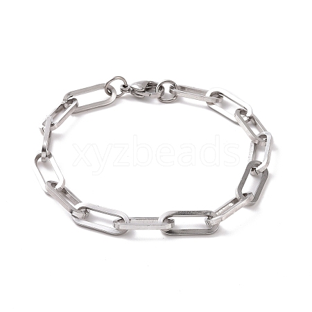 Tarnish Resistant 304 Stainless Steel Paperclip Chain Bracelet for Men Women BJEW-E031-04P-01-1